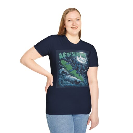Full Moon Weresurfing Softstyle Tee - Werewolf Surfing Shirt - Image 3
