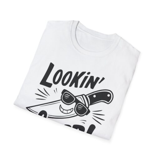 Cartoon Knife 'Looking Sharp!' Graphic Tee - Unisex Softstyle T-shirt - Image 2