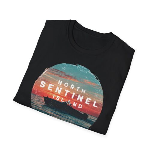 North Sentinel Island Softstyle Tee - Sunset Boat Adventure Shirt - Image 2