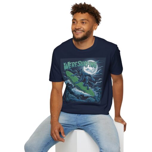 Full Moon Weresurfing Softstyle Tee - Werewolf Surfing Shirt - Image 6