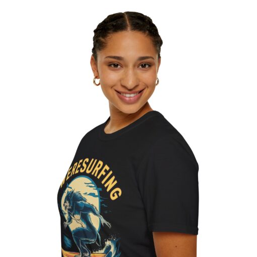 Weresurfing! Werewolf Under Full Moon Graphic Tee - Unisex Softstyle T-shirt - Image 5