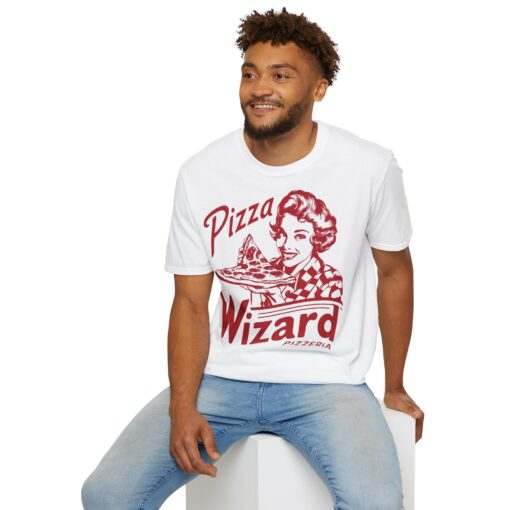 Pizza Wizard Mid Century Illustration Tee - Softstyle Shirt - Image 6