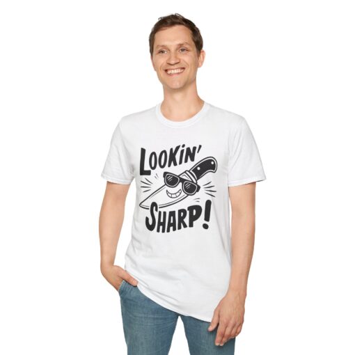 Cartoon Knife 'Looking Sharp!' Graphic Tee - Unisex Softstyle T-shirt - Image 4