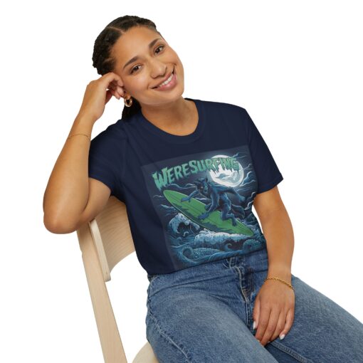 Full Moon Weresurfing Softstyle Tee - Werewolf Surfing Shirt - Image 5