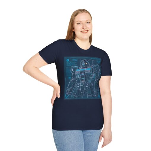 Japanese Giant Robot Schematic Graphic Tee - Unique Blue T-Shirt - Image 3