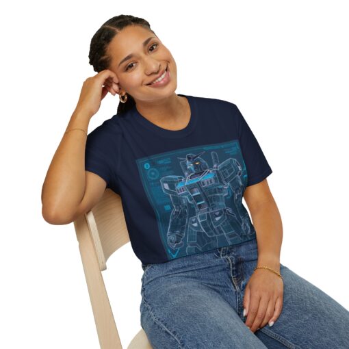 Japanese Giant Robot Schematic Graphic Tee - Unique Blue T-Shirt - Image 5