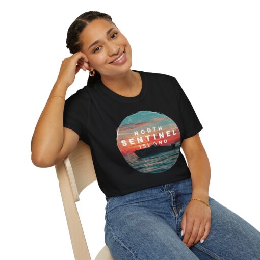 North Sentinel Island Softstyle Tee - Sunset Boat Adventure Shirt - Image 5