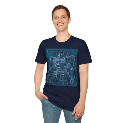 Japanese Giant Robot Schematic Graphic Tee - Unique Blue T-Shirt - Image 4