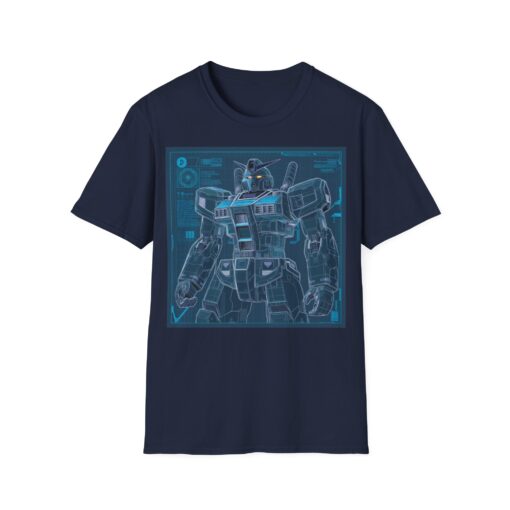 Japanese Giant Robot Schematic Graphic Tee - Unique Blue T-Shirt