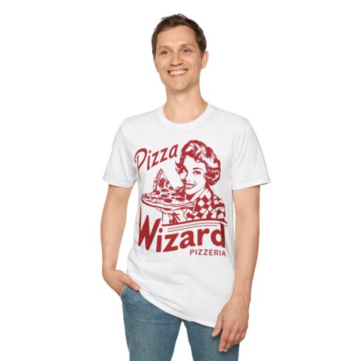 Pizza Wizard Mid Century Illustration Tee - Softstyle Shirt - Image 4