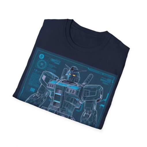 Japanese Giant Robot Schematic Graphic Tee - Unique Blue T-Shirt - Image 2