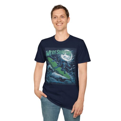 Full Moon Weresurfing Softstyle Tee - Werewolf Surfing Shirt - Image 4