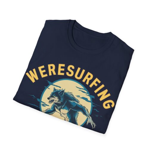 Weresurfing! Werewolf Under Full Moon Graphic Tee - Unisex Softstyle T-shirt - Image 9