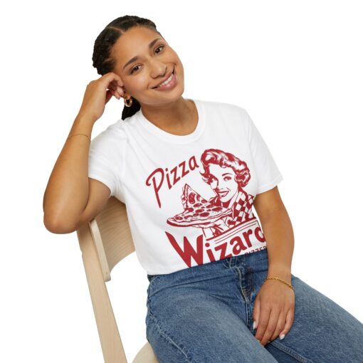 Pizza Wizard Mid Century Illustration Tee - Softstyle Shirt - Image 5