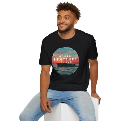 North Sentinel Island Softstyle Tee - Sunset Boat Adventure Shirt - Image 6