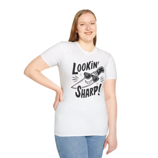 Cartoon Knife 'Looking Sharp!' Graphic Tee - Unisex Softstyle T-shirt - Image 3