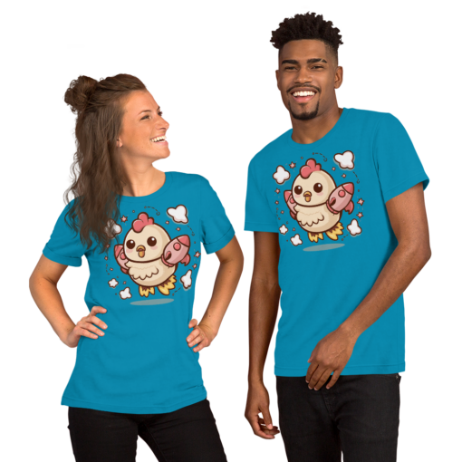 Adorable Kawaii Rocket Chicken T-Shirt - Cute and Quirky Space Chicken Tee - Fun Graphic Tee for All Ages - Image 4