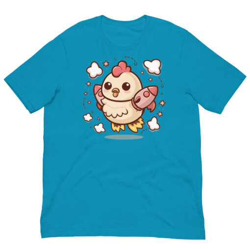 Adorable Kawaii Rocket Chicken T-Shirt - Cute and Quirky Space Chicken Tee - Fun Graphic Tee for All Ages - Image 9