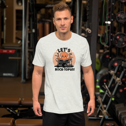 Let's Rocktopus Kawaii Octopus Drummer Graphic Tee - Musical Ocean Shirt - Image 5