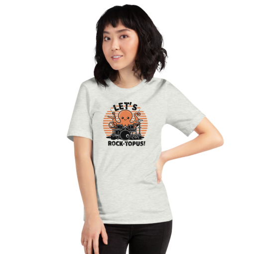 Let's Rocktopus Kawaii Octopus Drummer Graphic Tee - Musical Ocean Shirt - Image 15