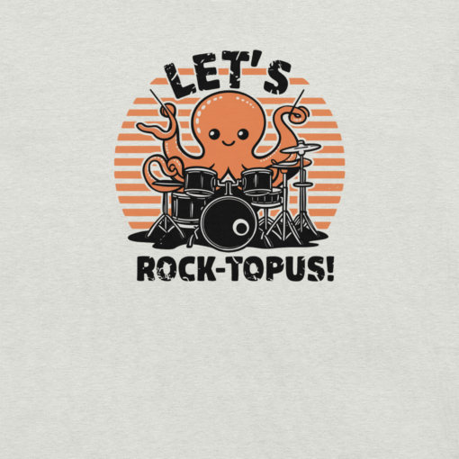 Let's Rocktopus Kawaii Octopus Drummer Graphic Tee - Musical Ocean Shirt - Image 3
