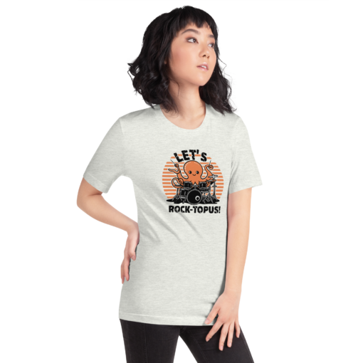 Let's Rocktopus Kawaii Octopus Drummer Graphic Tee - Musical Ocean Shirt - Image 12