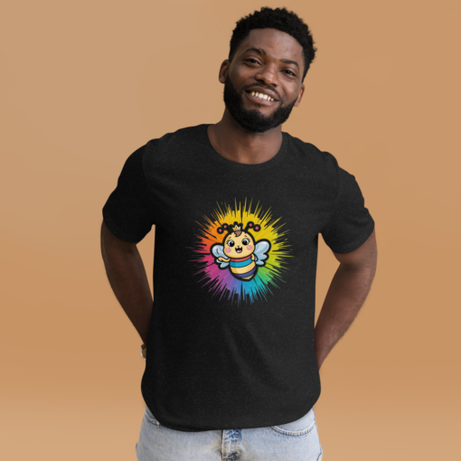 Bee-utifully Happy: Kawaii Bee Graphic T-shirt - Cute and Colorful Bee Illustration - Cheerful Summer Tee - Image 4