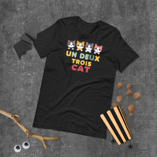 Adorable Kawaii Cats Graphic Tee - "Un Deux Trois Cat" Cute French Cat T-Shirt - Fun Cat Lover's Shirt - Image 33