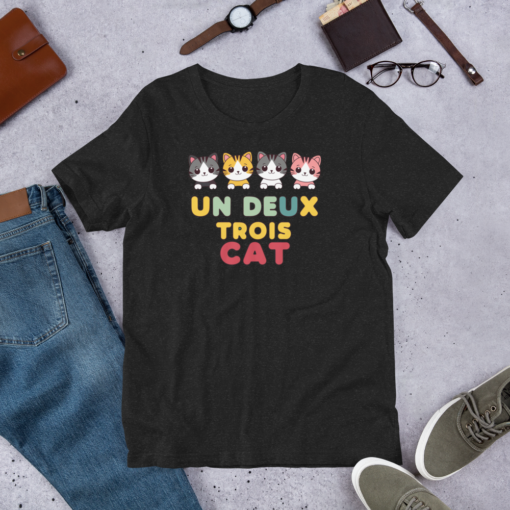 Adorable Kawaii Cats Graphic Tee - "Un Deux Trois Cat" Cute French Cat T-Shirt - Fun Cat Lover's Shirt - Image 31