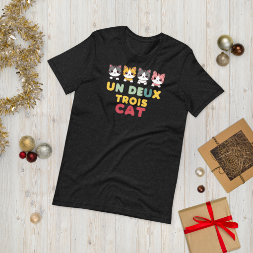 Adorable Kawaii Cats Graphic Tee - "Un Deux Trois Cat" Cute French Cat T-Shirt - Fun Cat Lover's Shirt - Image 18