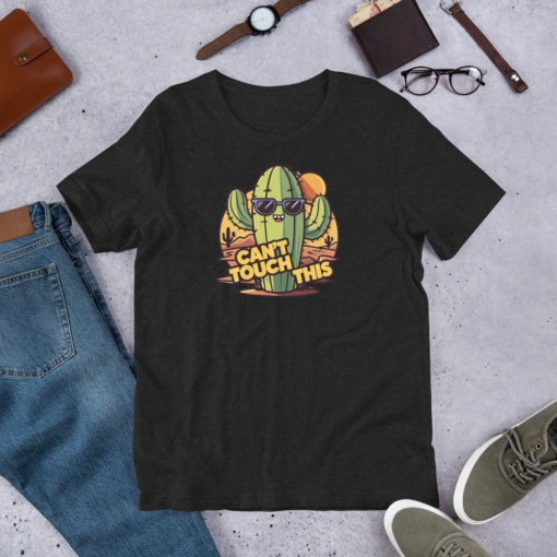 Funny Cartoon Cactus Graphic Tee - Cant Touch This Shirt - Image 138