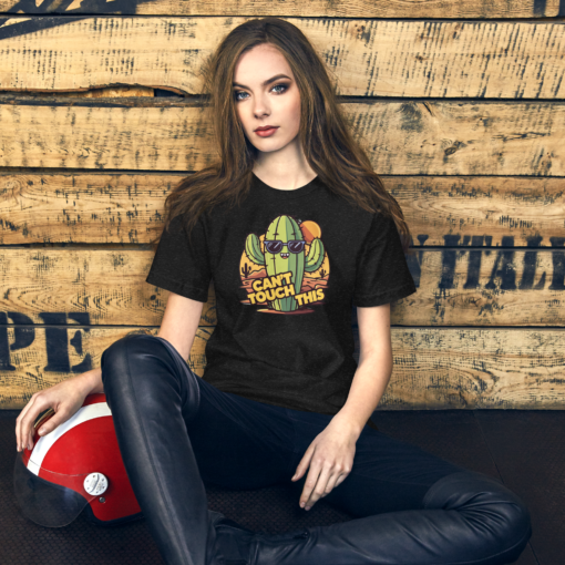 Funny Cartoon Cactus Graphic Tee - Cant Touch This Shirt - Image 120