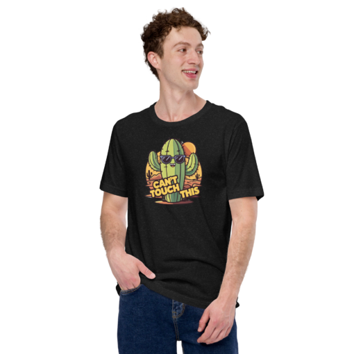 Funny Cartoon Cactus Graphic Tee - Cant Touch This Shirt - Image 130