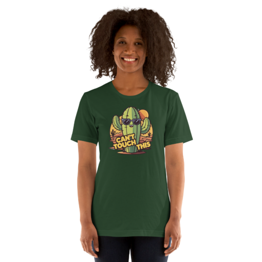 Funny Cartoon Cactus Graphic Tee - Cant Touch This Shirt - Image 124