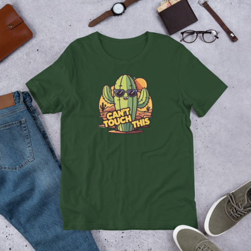Funny Cartoon Cactus Graphic Tee - Cant Touch This Shirt - Image 123