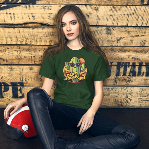 Funny Cartoon Cactus Graphic Tee - Cant Touch This Shirt - Image 109