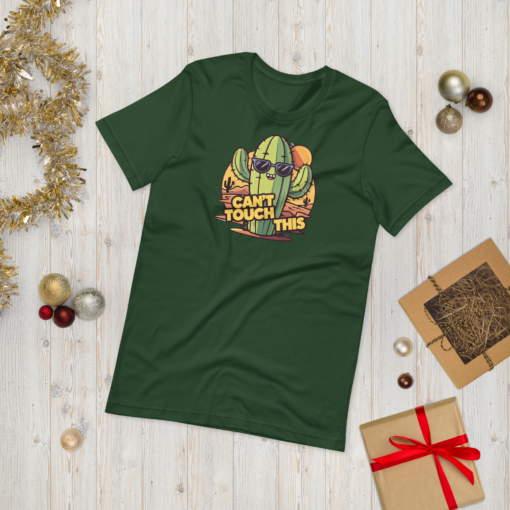 Funny Cartoon Cactus Graphic Tee - Cant Touch This Shirt - Image 105