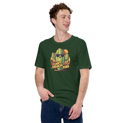 Funny Cartoon Cactus Graphic Tee - Cant Touch This Shirt - Image 111