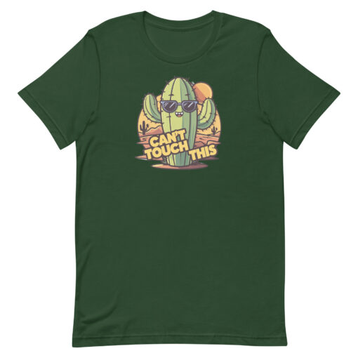 Funny Cartoon Cactus Graphic Tee - Cant Touch This Shirt - Image 142