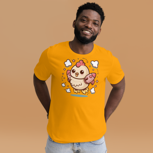 Adorable Kawaii Rocket Chicken T-Shirt - Cute and Quirky Space Chicken Tee - Fun Graphic Tee for All Ages - Image 6