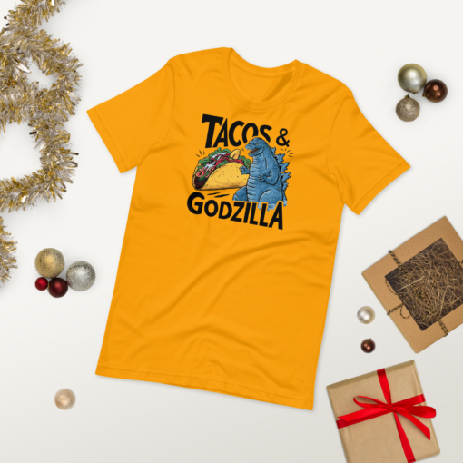 Funny Taco and Godzilla Graphic Tee - Tacos and Godzilla Shirt - Image 46