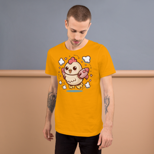 Adorable Kawaii Rocket Chicken T-Shirt - Cute and Quirky Space Chicken Tee - Fun Graphic Tee for All Ages - Image 5