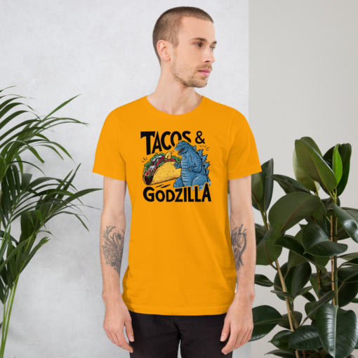 Funny Taco and Godzilla Graphic Tee - Tacos and Godzilla Shirt - Image 52