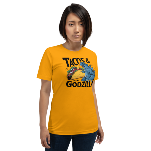 Funny Taco and Godzilla Graphic Tee - Tacos and Godzilla Shirt - Image 57