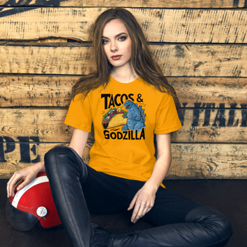 Funny Taco and Godzilla Graphic Tee - Tacos and Godzilla Shirt - Image 51
