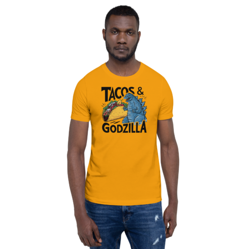 Funny Taco and Godzilla Graphic Tee - Tacos and Godzilla Shirt - Image 56