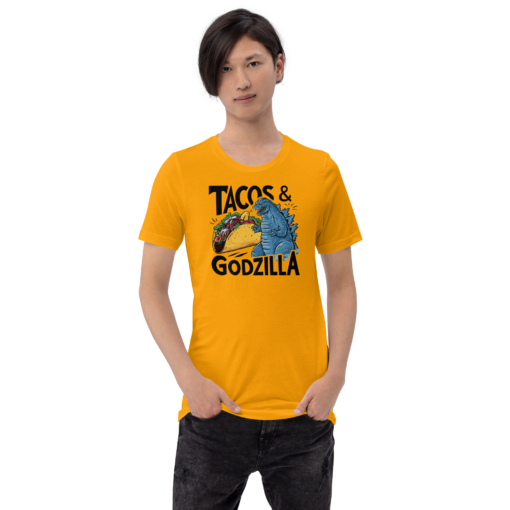 Funny Taco and Godzilla Graphic Tee - Tacos and Godzilla Shirt - Image 53