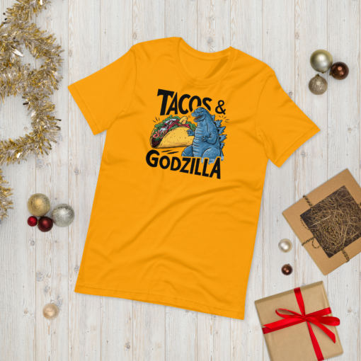 Funny Taco and Godzilla Graphic Tee - Tacos and Godzilla Shirt - Image 38