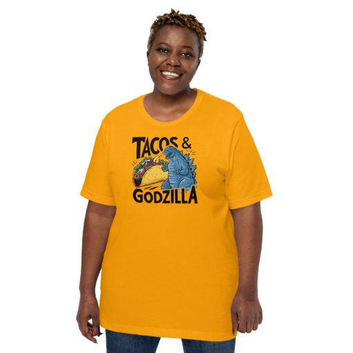 Funny Taco and Godzilla Graphic Tee - Tacos and Godzilla Shirt - Image 50