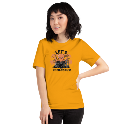 Let's Rocktopus Kawaii Octopus Drummer Graphic Tee - Musical Ocean Shirt - Image 30